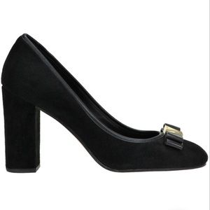 👠Michael Kors Suede Pumps 8 | black, metallic bow
